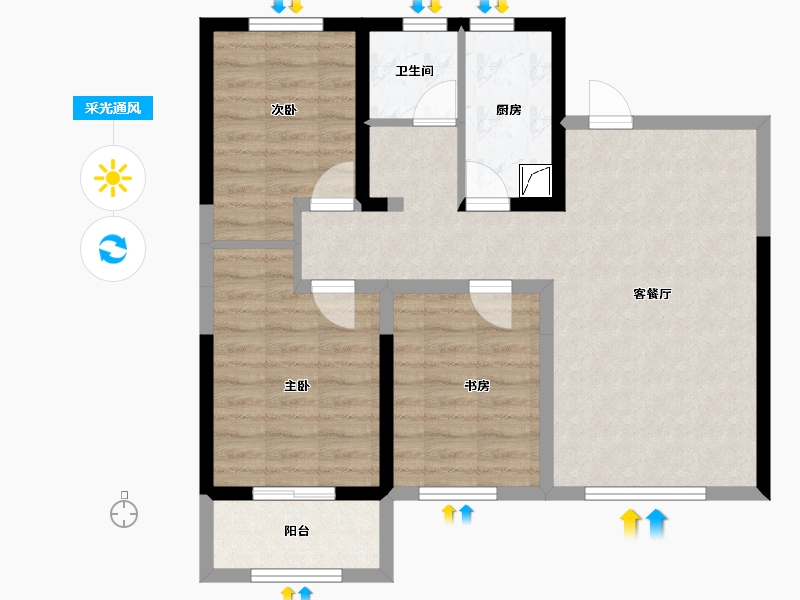 河北省-邢台市-正恒壹品-75.70-户型库-采光通风