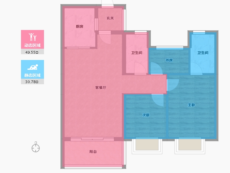 福建省-漳州市-碧桂园御江府-73.00-户型库-动静分区