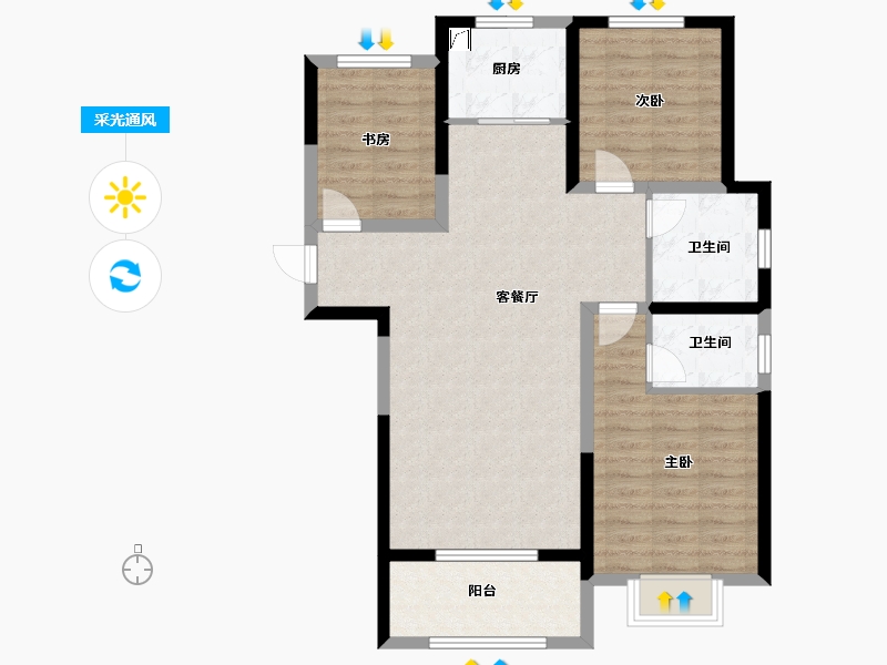 河北省-邢台市-正恒壹品-88.64-户型库-采光通风