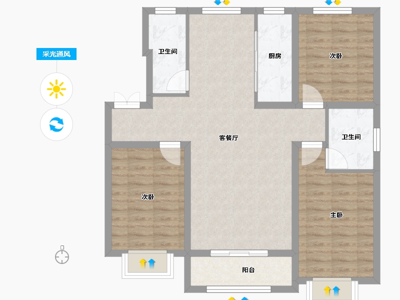 河北省-邢台市-中和府-87.26-户型库-采光通风