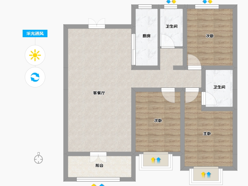 河北省-邢台市-中和府-80.04-户型库-采光通风