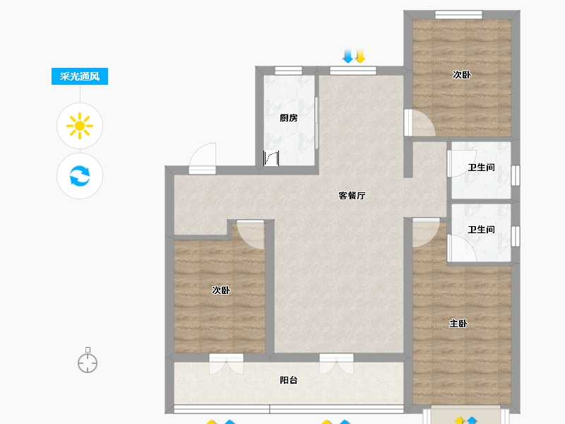 河北省-邢台市-中和府-84.55-户型库-采光通风