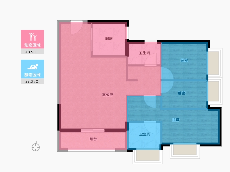 广东省-广州市-时代天逸-73.60-户型库-动静分区