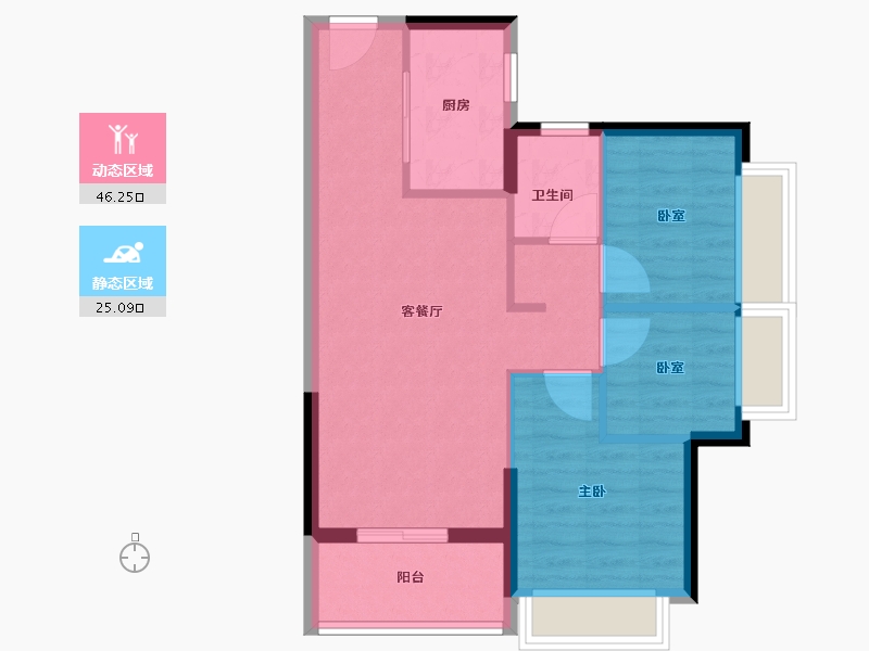 广东省-广州市-时代天逸-64.00-户型库-动静分区