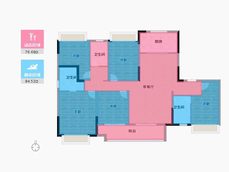 贵州省-遵义市-万达生态城-146.32-户型库-动静分区