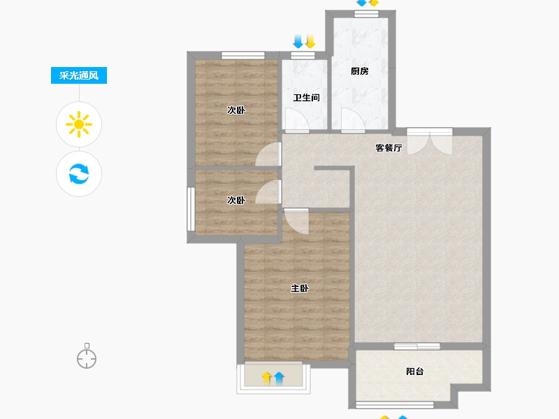 江西省-景德镇市-绿洲花园-85.00-户型库-采光通风