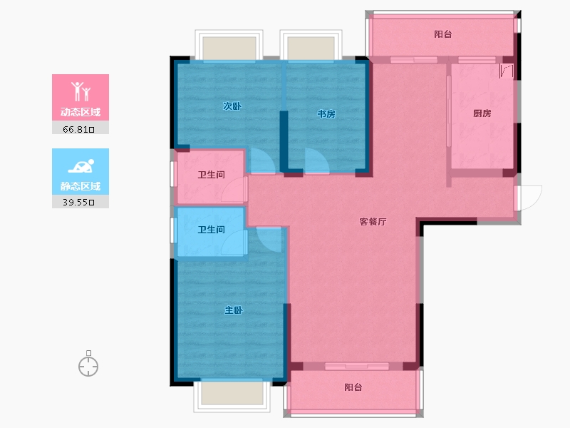 湖北省-武汉市-盛景天地盛景公馆-108.00-户型库-动静分区