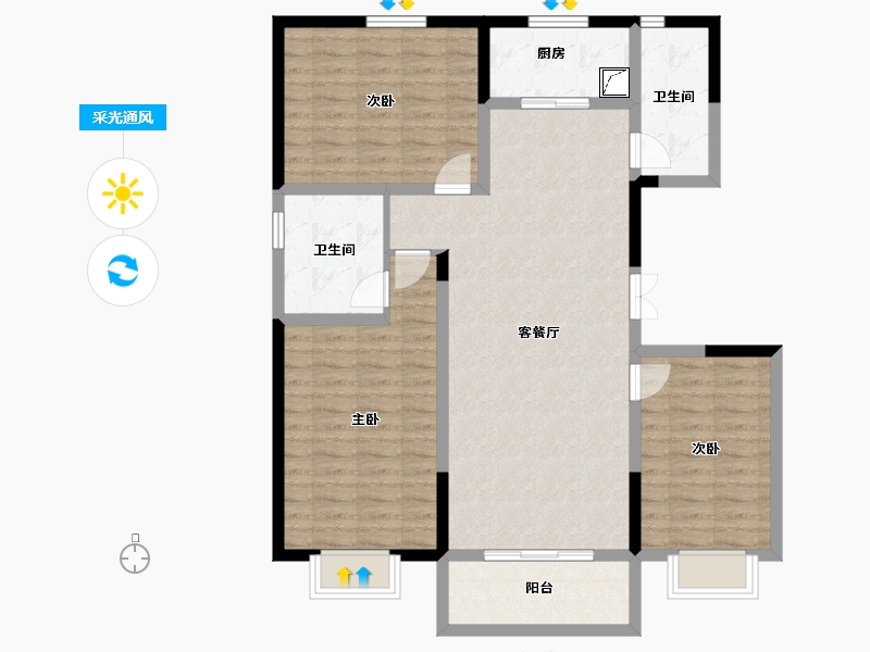 河北省-邢台市-正恒壹品-105.29-户型库-采光通风