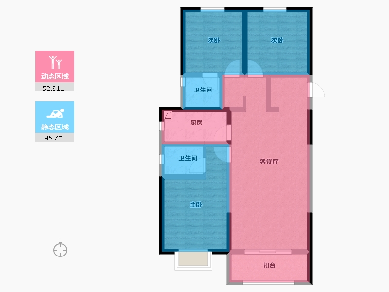 河北省-邢台市-正恒壹品-86.37-户型库-动静分区