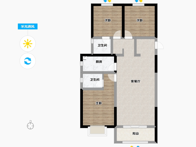 河北省-邢台市-正恒壹品-86.37-户型库-采光通风