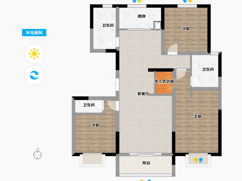 河北省-邢台市-正恒壹品-105.25-户型库-采光通风