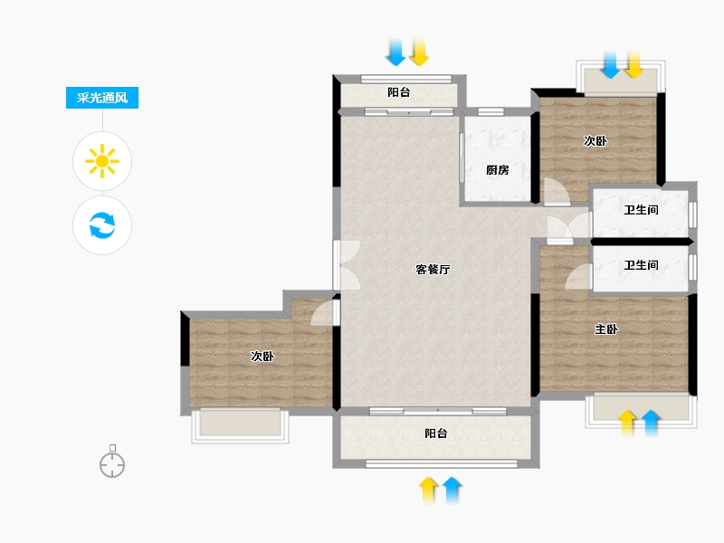 江苏省-淮安市-钱隆御景-108.00-户型库-采光通风