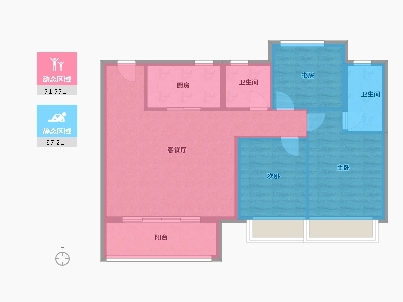 江苏省-苏州市-东棠春晓花园-80.00-户型库-动静分区