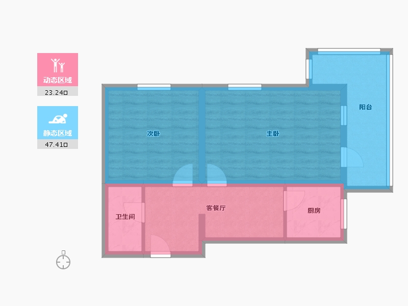 北京-北京市-龙翔路小区3号楼807-62.00-户型库-动静分区