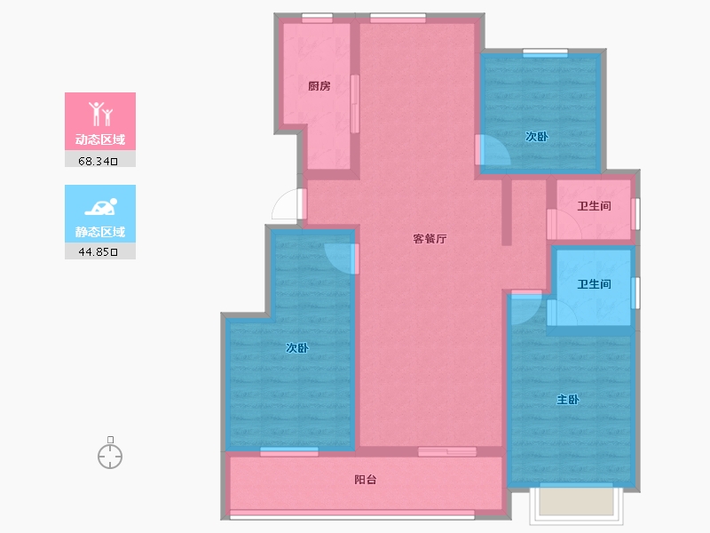 山东省-泰安市-龙泽壹品-99.75-户型库-动静分区