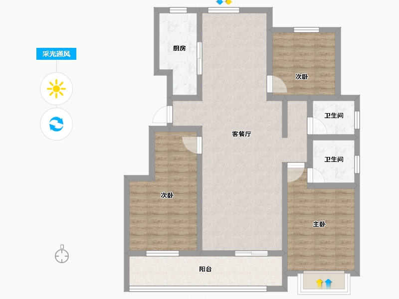 山东省-泰安市-龙泽壹品-99.75-户型库-采光通风