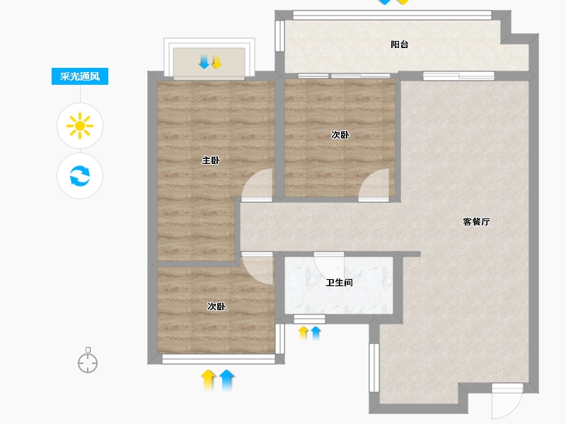 天津-天津市-滨海江来-72.00-户型库-采光通风