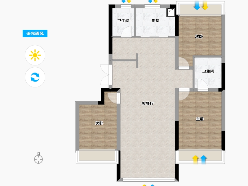 吉林省-长春市-保利时光印象-103.51-户型库-采光通风