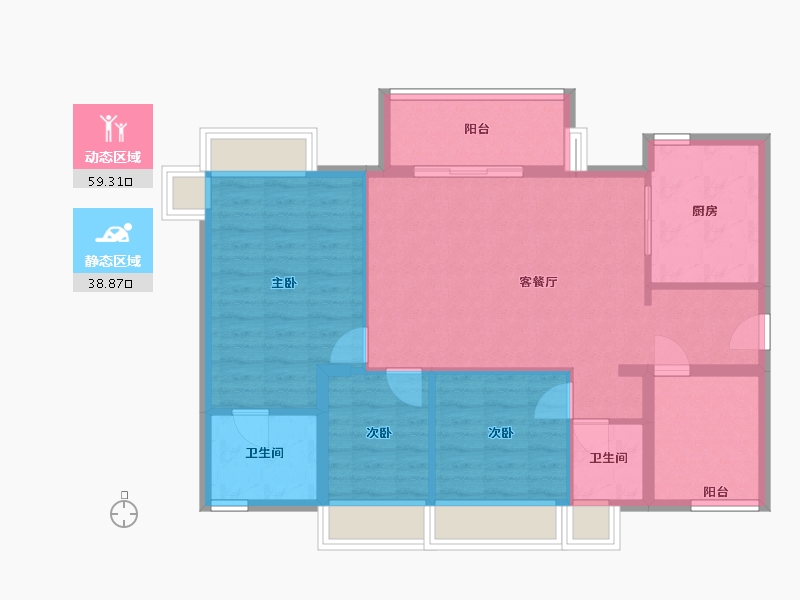 广东省-佛山市-云启雅苑-84.00-户型库-动静分区