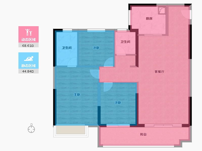 山东省-潍坊市-弘阳时光九樾-102.40-户型库-动静分区