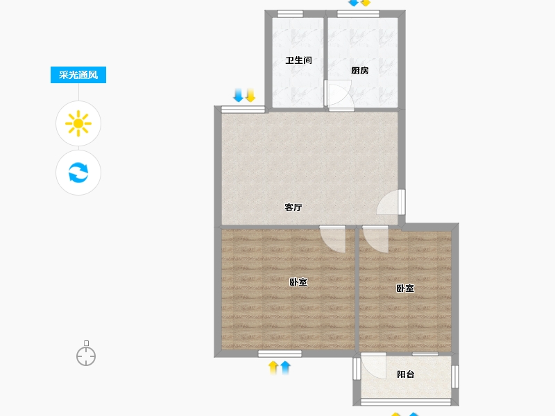 山东省-枣庄市-桃园小区-70.00-户型库-采光通风