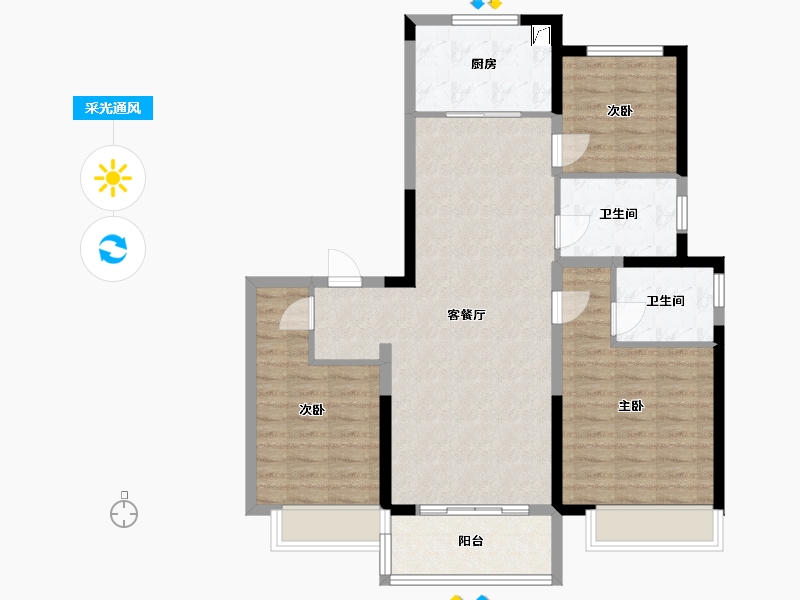 山东省-济南市-璟樾-94.40-户型库-采光通风