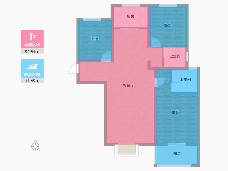 山西省-临汾市-中铁·富丽-87.63-户型库-动静分区