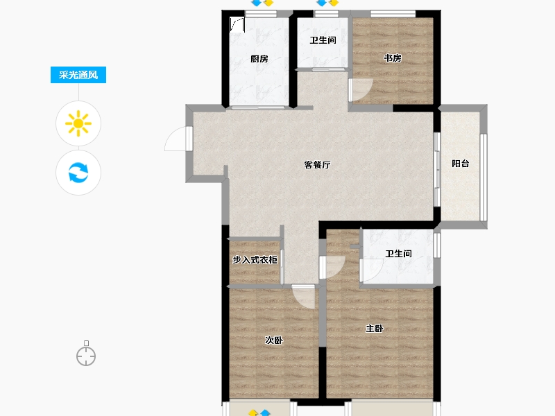 山东省-济南市-璟樾-93.60-户型库-采光通风