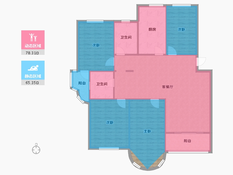 上海-上海市-金汇三街坊-135.40-户型库-动静分区