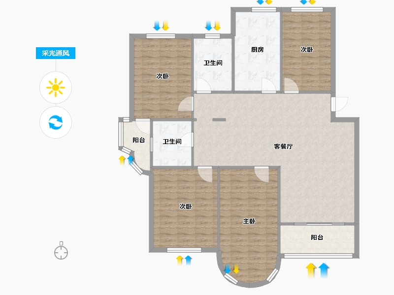 上海-上海市-金汇三街坊-135.40-户型库-采光通风