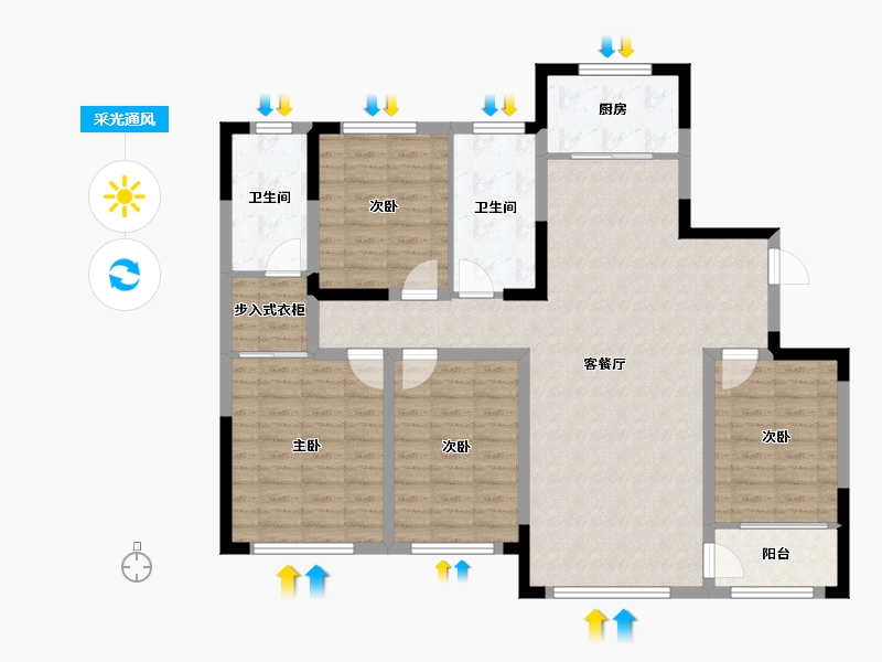 山东省-潍坊市-高创·虞舜公馆-112.54-户型库-采光通风