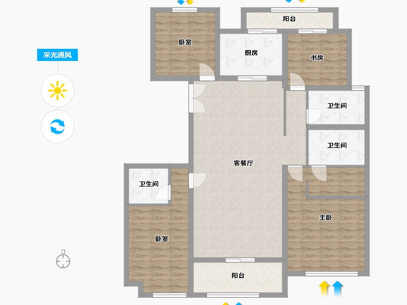 河南省-郑州市-嵩基润堂-150.00-户型库-采光通风