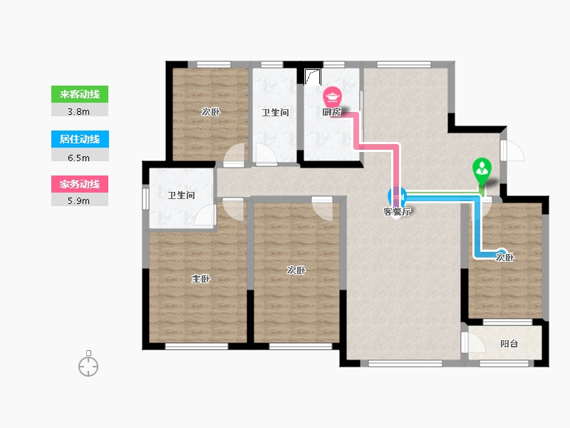 山东省-潍坊市-高创·虞舜公馆-127.51-户型库-动静线