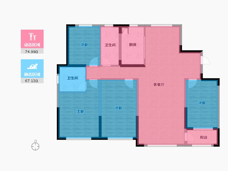 山东省-潍坊市-高创·虞舜公馆-127.51-户型库-动静分区