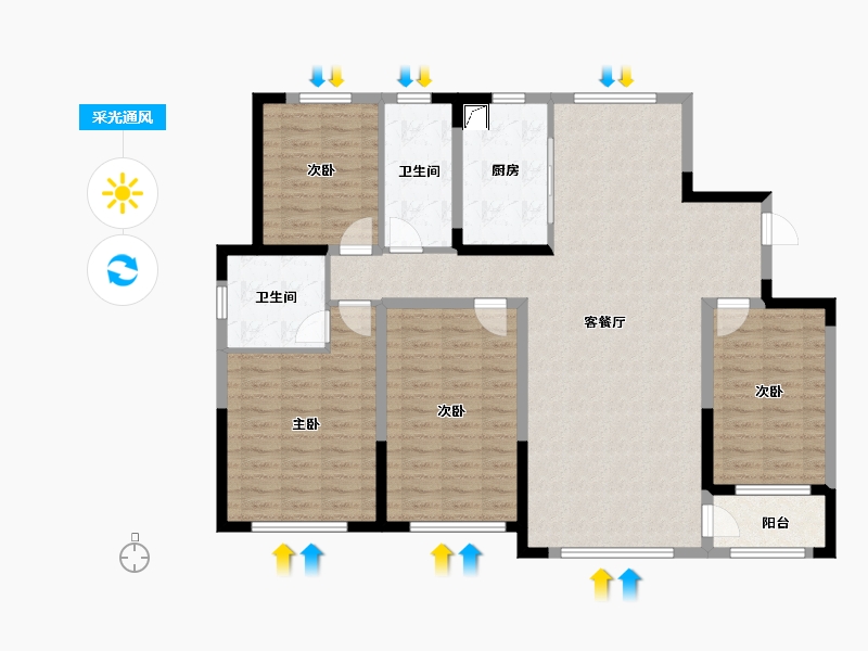 山东省-潍坊市-高创·虞舜公馆-127.51-户型库-采光通风