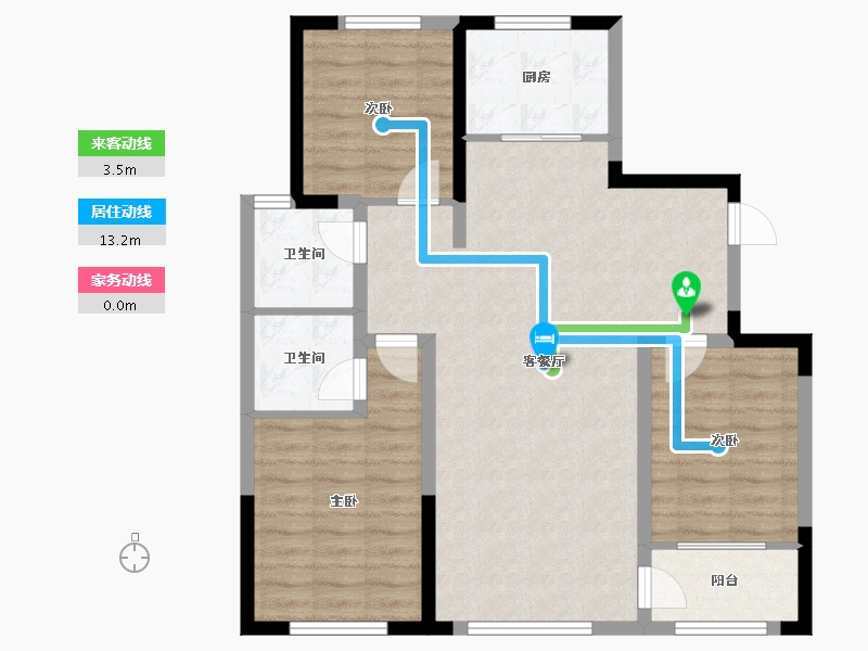 山东省-潍坊市-高创·虞舜公馆-89.74-户型库-动静线