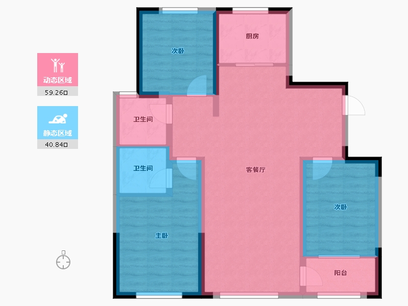 山东省-潍坊市-高创·虞舜公馆-89.74-户型库-动静分区