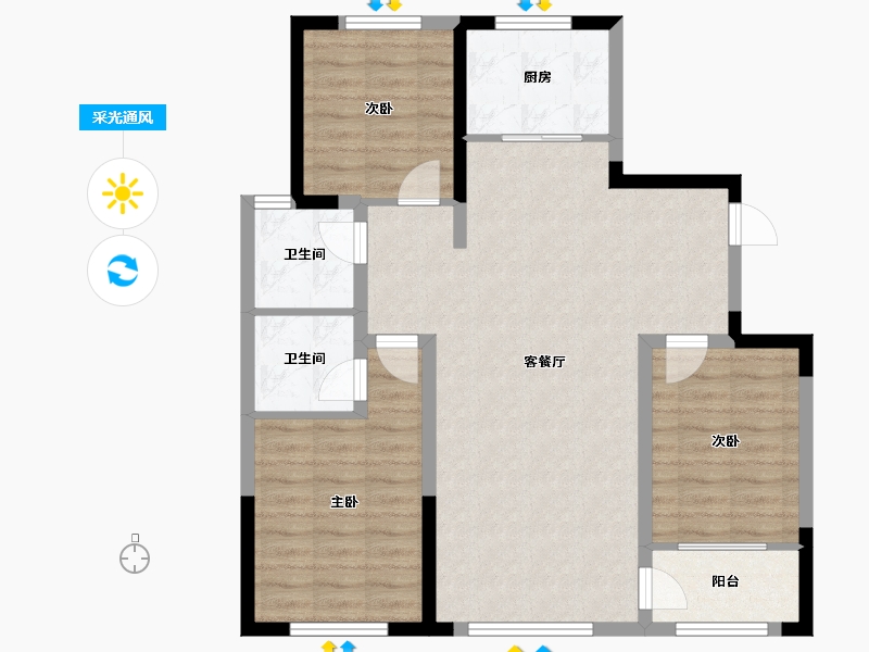 山东省-潍坊市-高创·虞舜公馆-89.74-户型库-采光通风