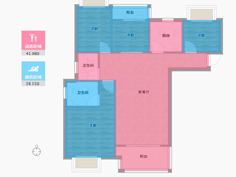 福建省-泉州市-万科城市之光1期-91.88-户型库-动静分区