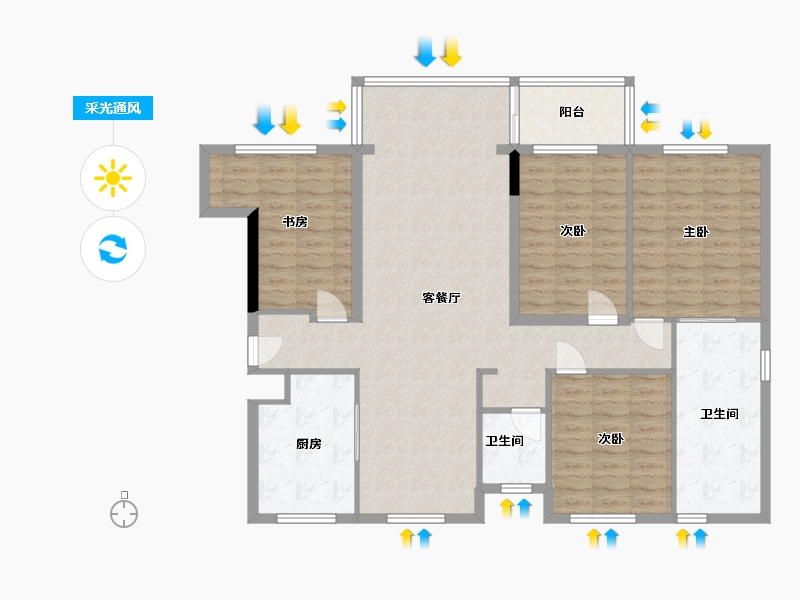 江西省-赣州市-信丰清华誉府-135.00-户型库-采光通风