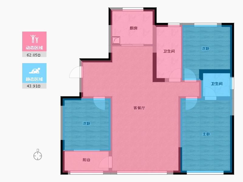 山东省-潍坊市-高创·虞舜公馆-94.72-户型库-动静分区