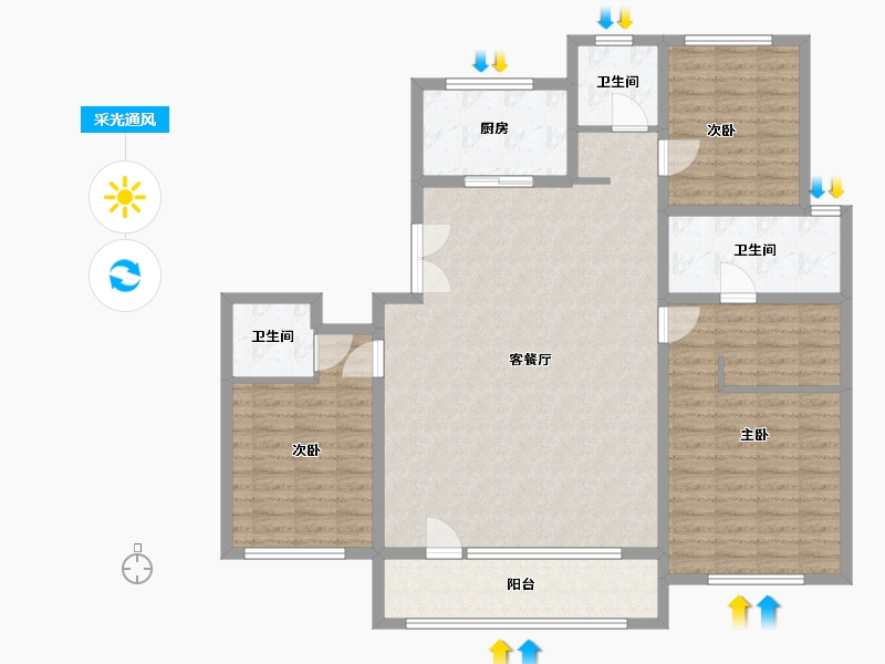 河北省-廊坊市-丽华首府-130.00-户型库-采光通风