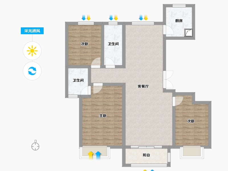 河北省-石家庄市-博东园北区-108.00-户型库-采光通风