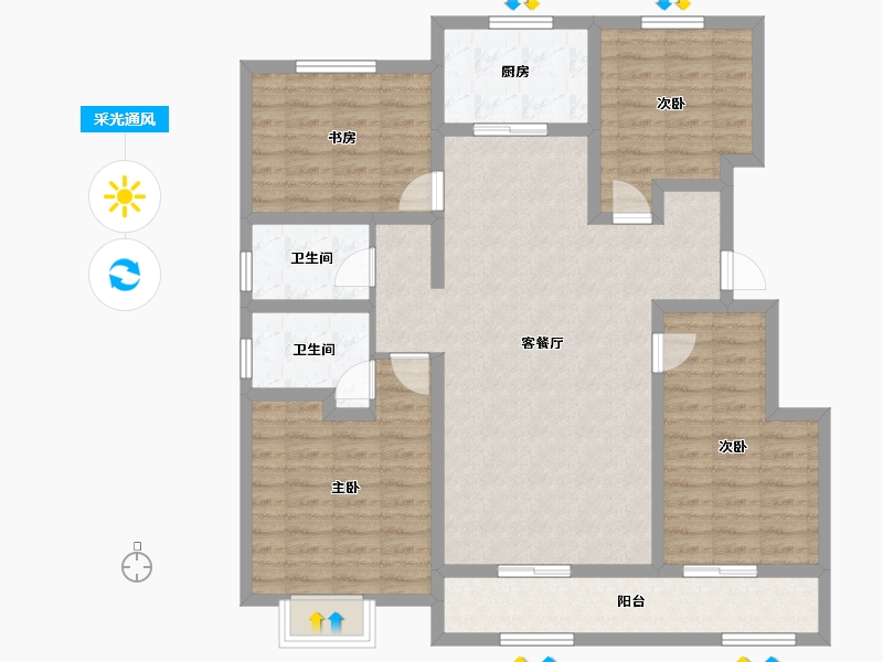 山东省-泰安市-龙泽壹品-115.33-户型库-采光通风