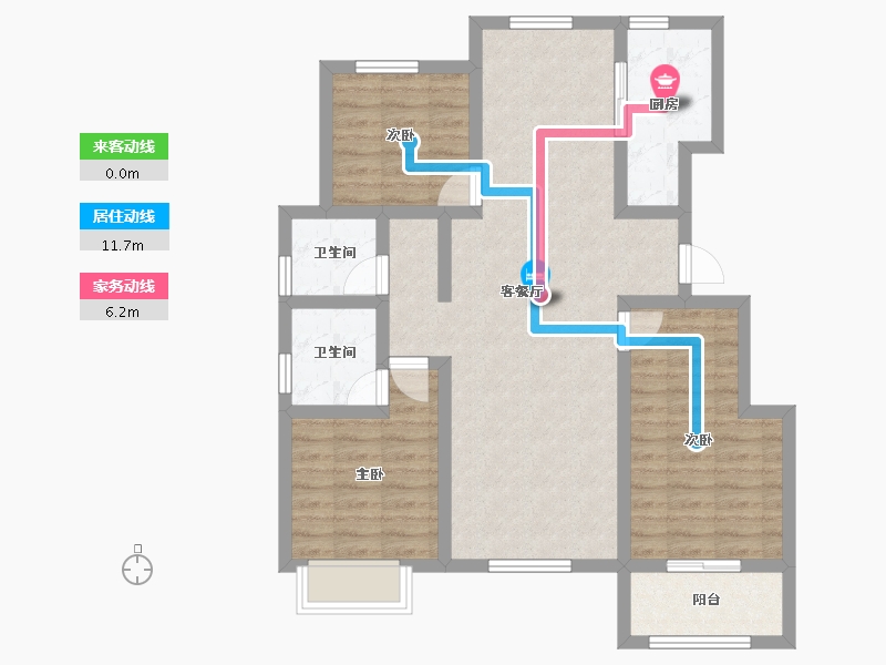 山东省-泰安市-龙泽壹品-85.51-户型库-动静线