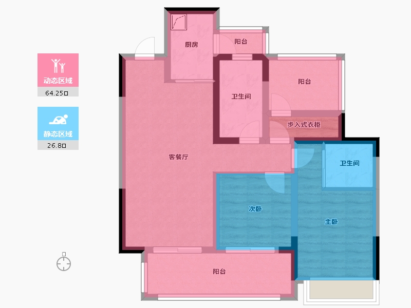 四川省-宜宾市-上海枫林公馆-79.64-户型库-动静分区