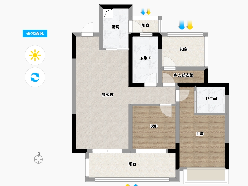 四川省-宜宾市-上海枫林公馆-79.64-户型库-采光通风