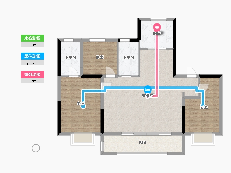 江苏省-无锡市-龙湖粼云上府-94.30-户型库-动静线