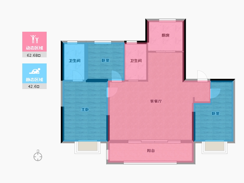 江苏省-无锡市-龙湖粼云上府-94.30-户型库-动静分区