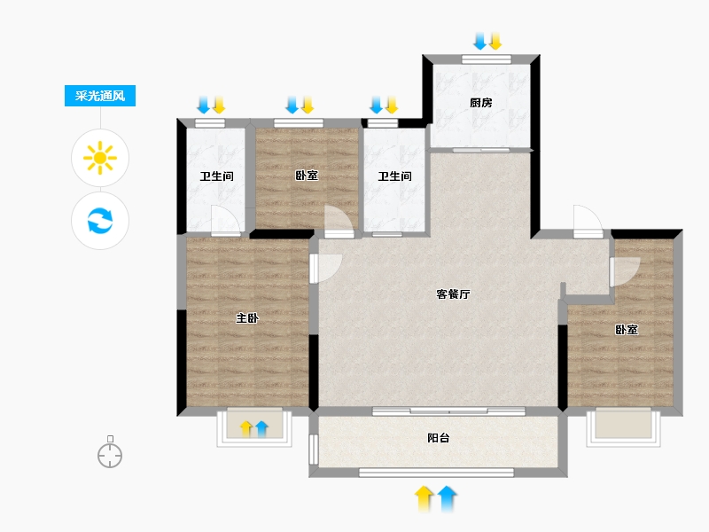 江苏省-无锡市-龙湖粼云上府-94.30-户型库-采光通风